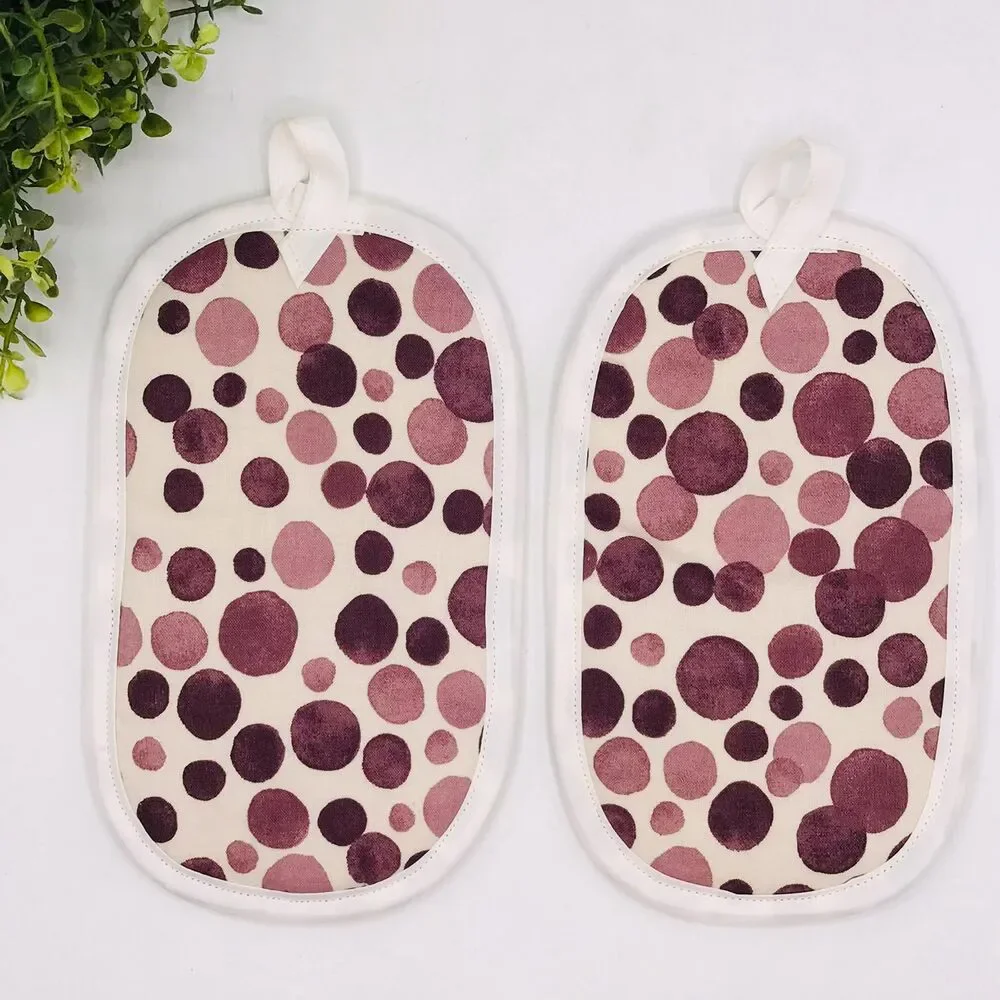 Set of 2 Finger Hotpad Potholders, Faded Purple Dots, 2 Piece Set